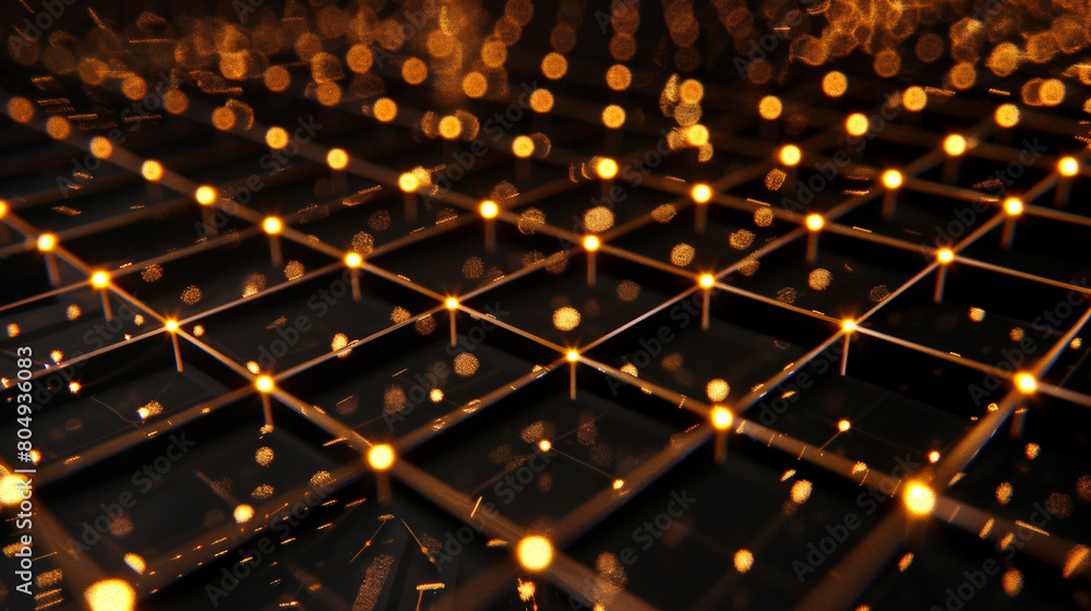 Fototapeta premium Dimensional Grid: Illuminated Depth. Generative AI