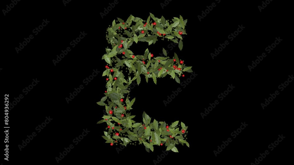 Nature's Alphabet : A Stunning Display of Letters E Formed by Vibrant Red Berries and Lush Green Leaves, Alphabet letters are meticulously crafted from vibrant red berries and lush green leaves. Nature's Alphabet : A Stunning Display of Letters E Formed by Vibrant Red Berries and Lush Green Leaves, Alphabet letters are meticulously crafted from vibrant red berries and lush green leaves.