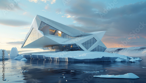 Futuristic Arctic House  Minimalist Design Floating on Water
