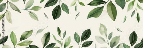 A seamless botanical watercolor illustration featuring a variety of green leaves, perfect for backgrounds, textiles, and eco-friendly concepts