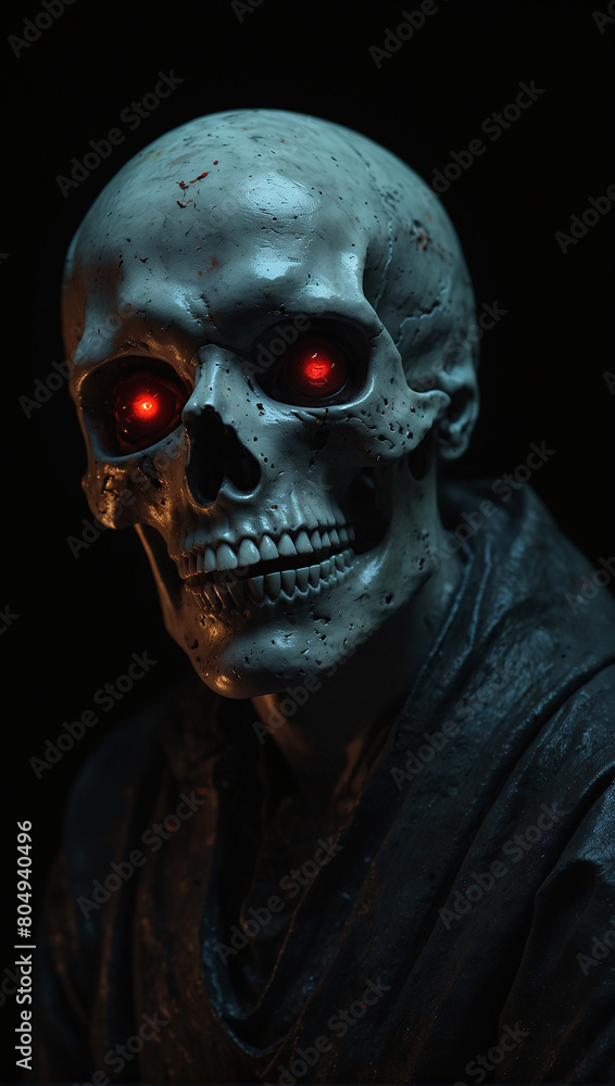 'Horror' Digital 3D skull glowing red eyes 01