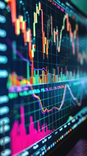 Close up of a computer screen displaying graph data