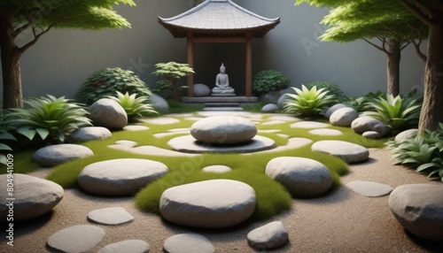 3d model Tranquil Zeninspired meditation garden wi (2) photo