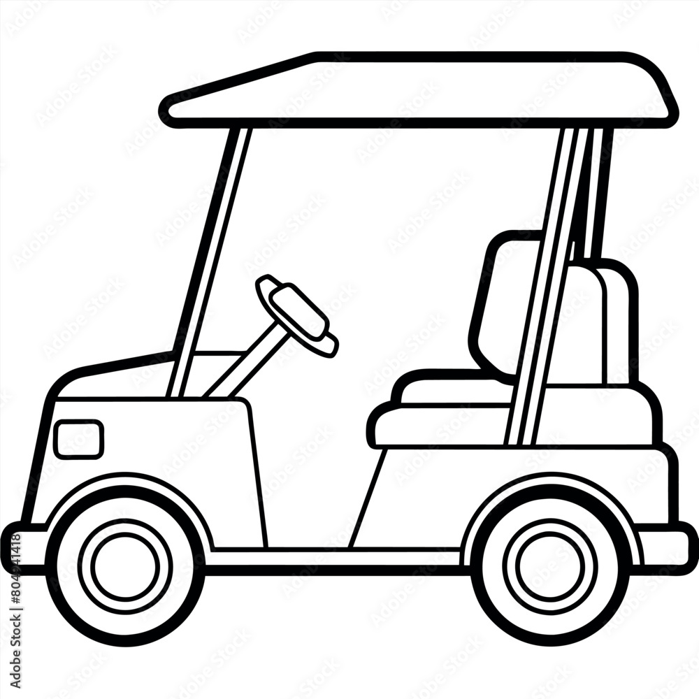 Golf cart outline illustration digital coloring book page line art drawing Golf cart outline illustration digital coloring book page line art drawing