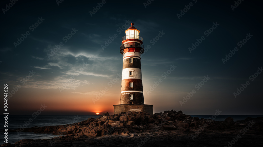 Naklejka premium Lighthouse with clean pastel light