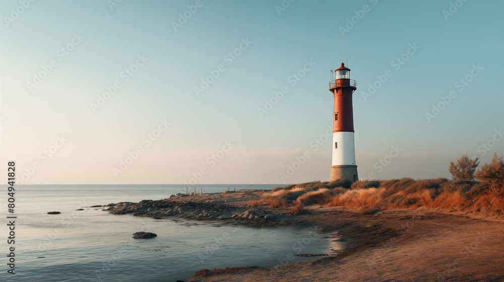 Naklejka premium Lighthouse with clean pastel light