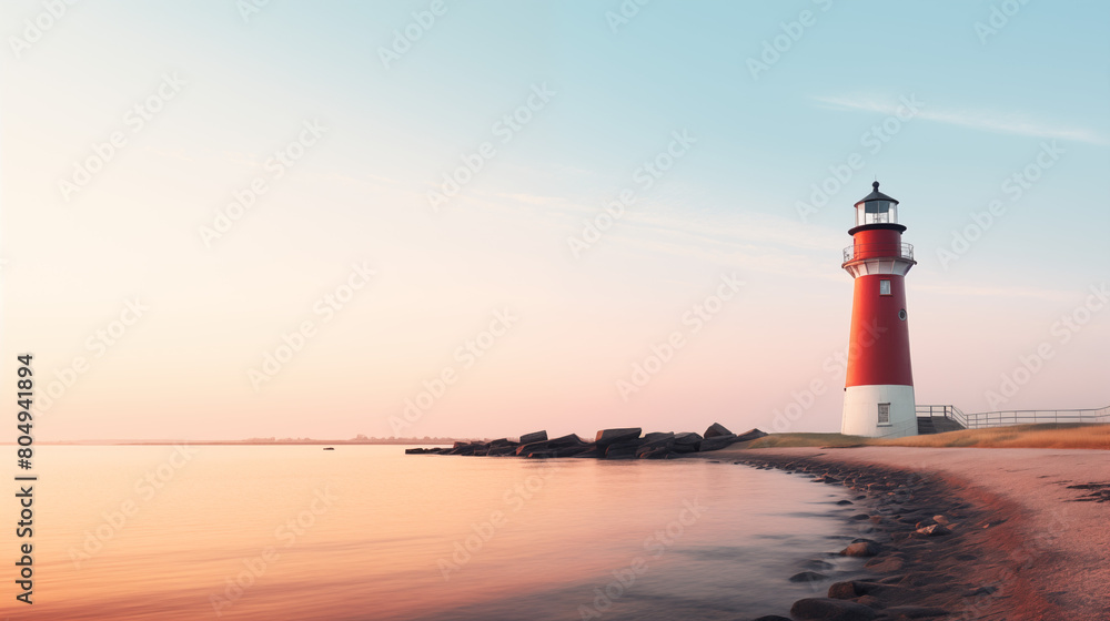 Lighthouse with clean pastel light