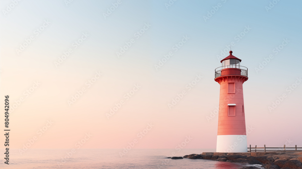 Lighthouse with clean pastel light