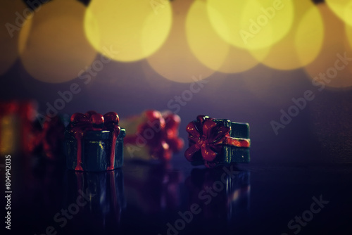  Christmas background with gift box. Christmastime celebration. Happy New Year and Xmas theme © alexkich