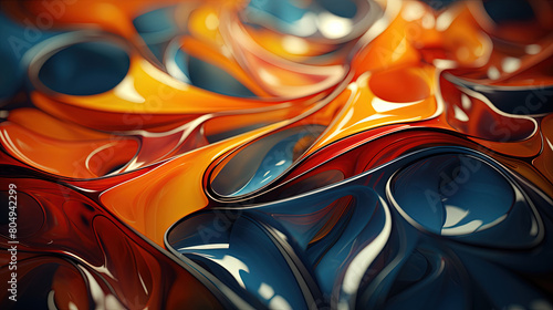 Forming Contemporary Art In Multi Colored Liquid Paint Abstract Design on Blurry Background