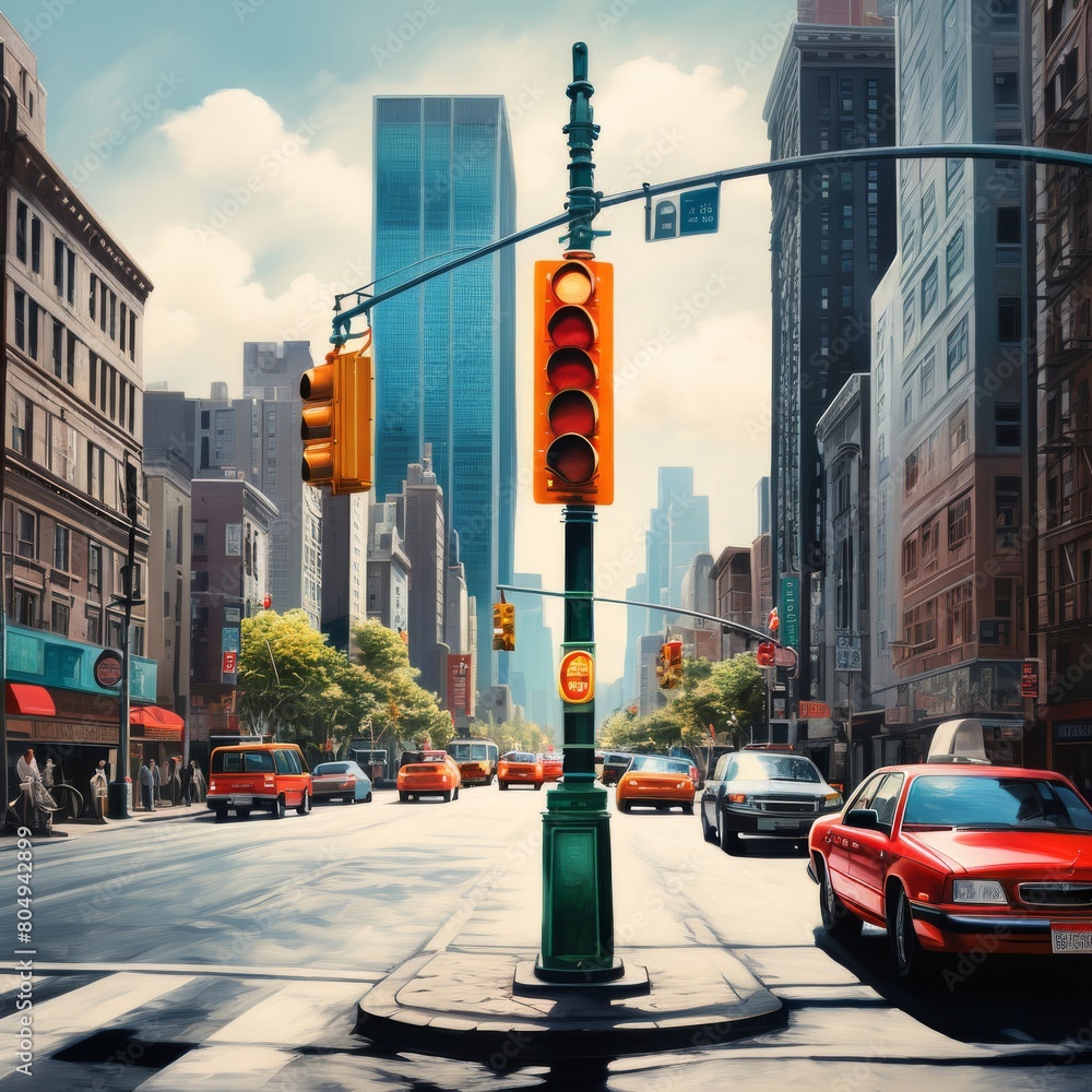Fototapeta premium a semaphore, traffic control and regulation concept