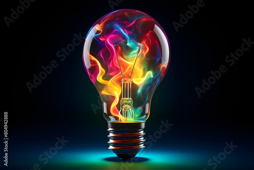 A mesmerizing sight: a light bulb radiating with a colorful, flame-like pattern within its glass enclosure. Here's a closer look at its intriguing features