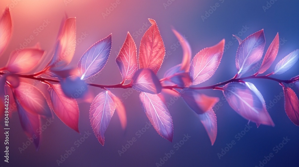 Closeup of magenta and purple flower petals on a blue background