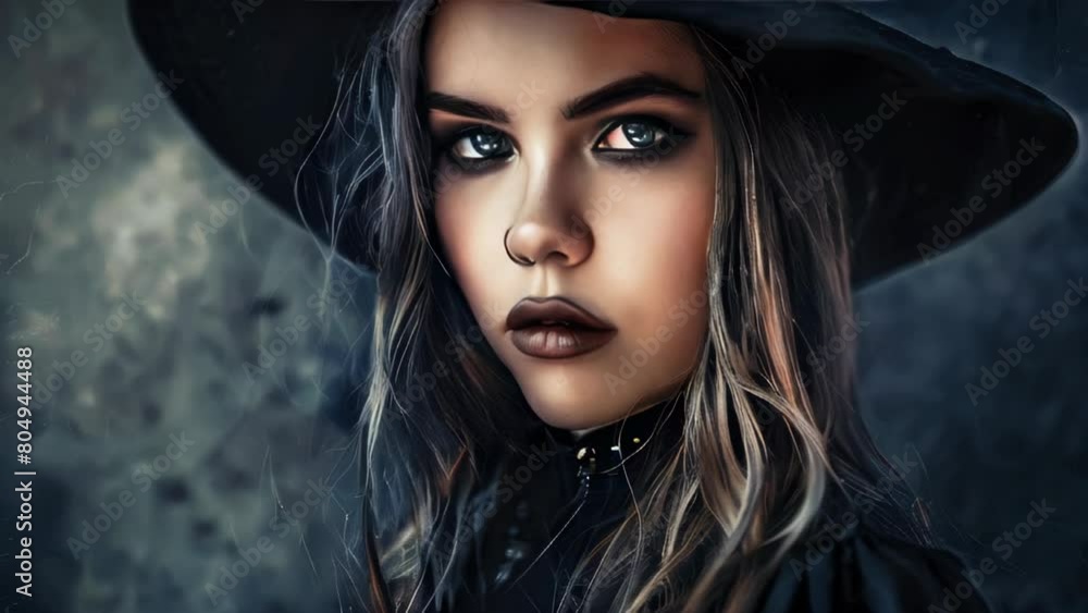 A beautiful young witch in gothic clothes A beautiful young witch in gothic clothes
