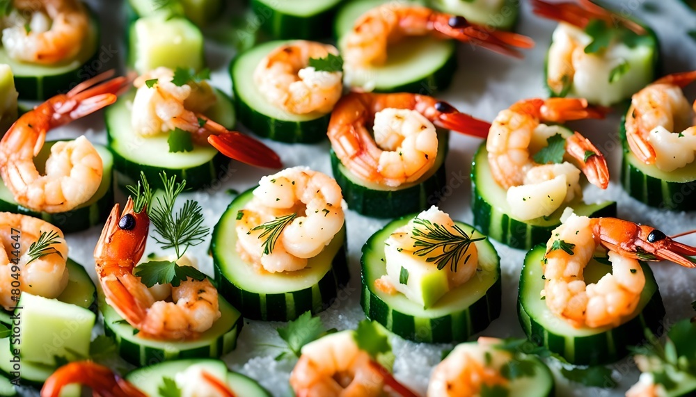 Spicy shrimp and cucumber, New Years Eve or Christmas party appetizer
Spicy shrimp and cucumber, New Years Eve or Christmas party appetizer
