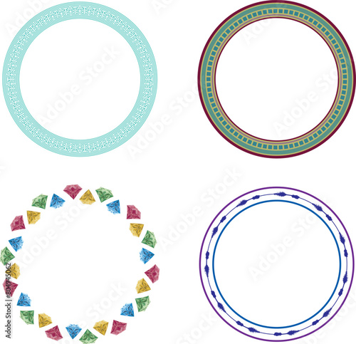 illustration of set of 4 ring border frames designs