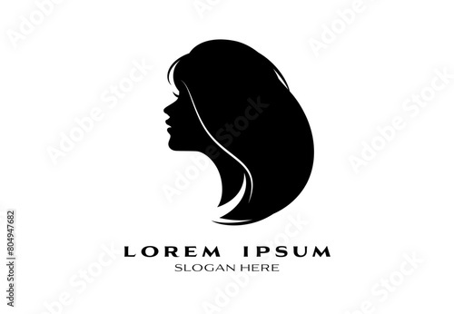 beautiful woman long hair silhouette illustration
