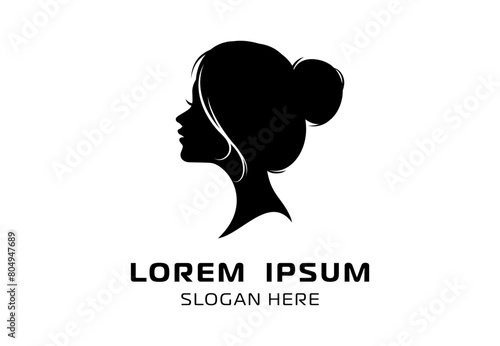 beautiful woman bun hair style silhouette illustration
