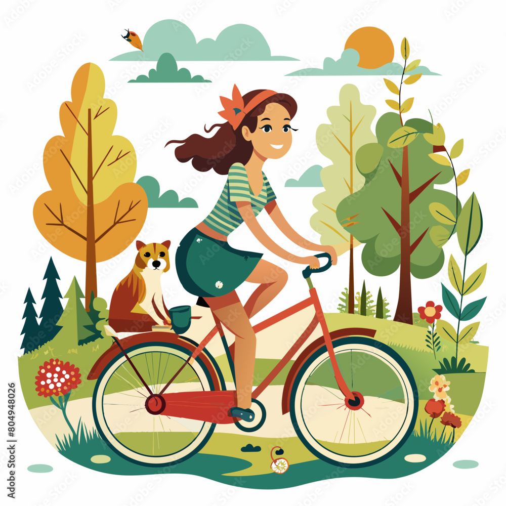A woman riding bike line pop art potrait logo colorful design with dark background. Isolated black background for t-shirt, poster, clothing, merch, apparel, badge A woman riding bike line pop art potrait logo colorful design with dark background. Isolated black background for t-shirt, poster, clothing, merch, apparel, badge