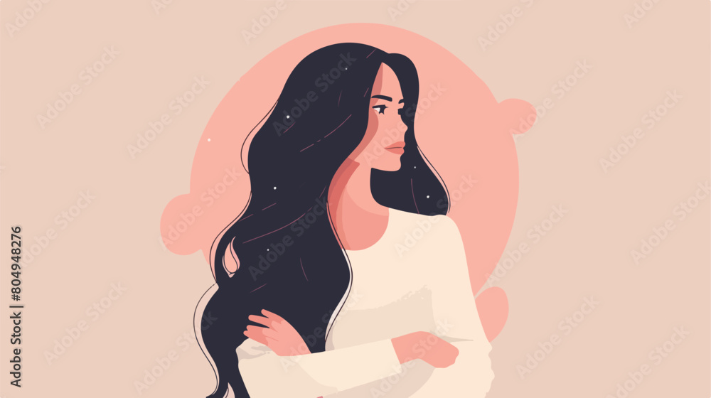 Woman with label girl power avatar character Vector illustration