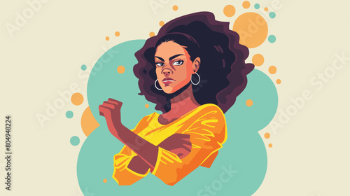 Woman with label female power avatar character Vector