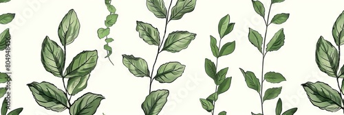 A seamless botanical watercolor illustration featuring a variety of green leaves  perfect for backgrounds  textiles  and eco-friendly concepts