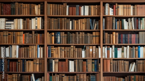 Vast collection of old books on wooden shelves