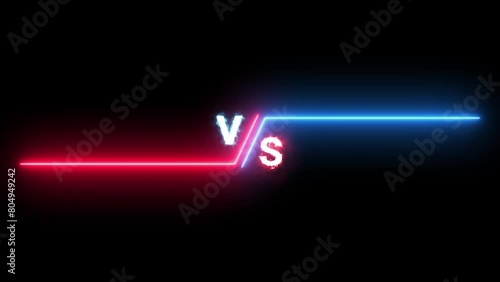 VS versus bars neon animated versus vs bars neon blue and red multiplayer co op team with smoky black background 4k looping photo