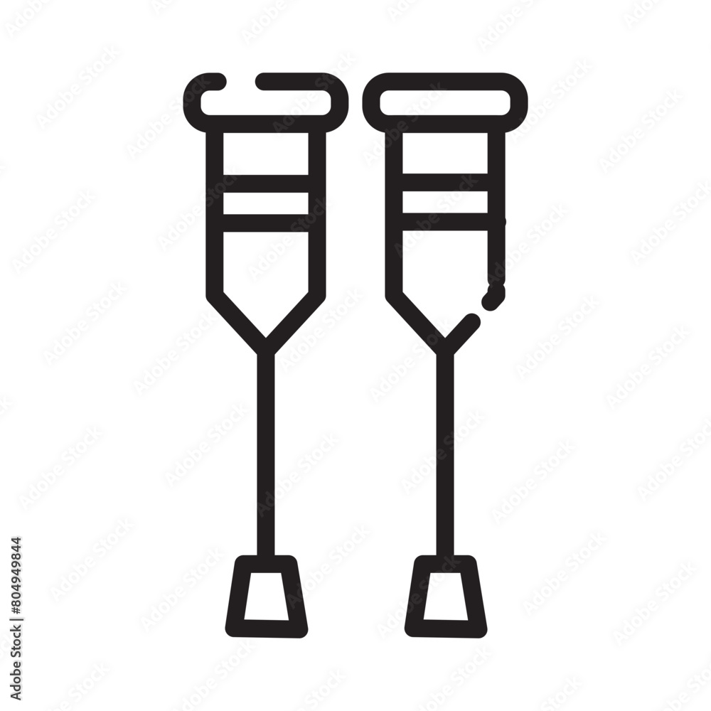 Crutches Medical Equipment Line Icon Crutches Medical Equipment Line Icon
