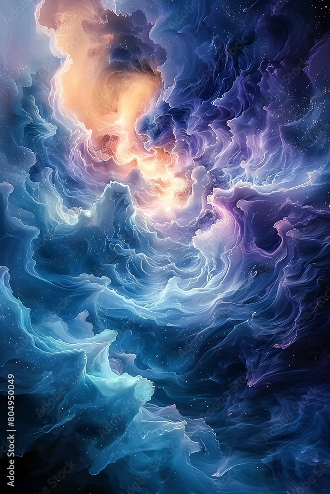 Fototapeta premium Cosmic Watercolor Harmony:Merging with the Divine Symphony of the Universe