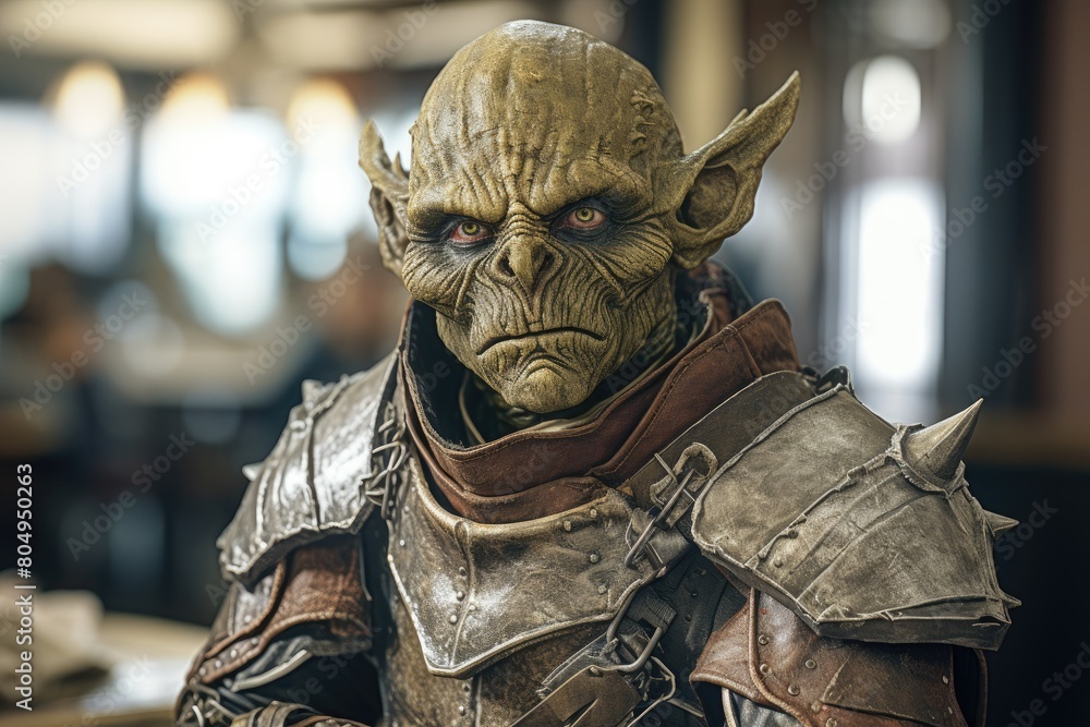 Fierce fantasy warrior with menacing expression Fierce fantasy warrior with menacing expression