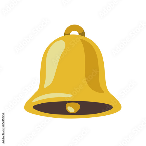 golden bell isolated on white.Bell button notification icon photo