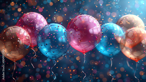 happy birthday background with balloons around it