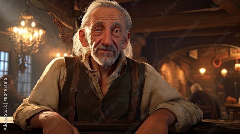 Obraz premium Weathered old man with long beard and warm expression