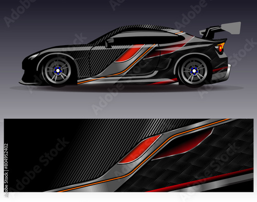 Car wrap design vector.Graphic abstract stripe racing background designs for vehicle  rally  race  adventure and car racing liverY