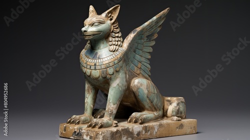 Winged cat statue from ancient times