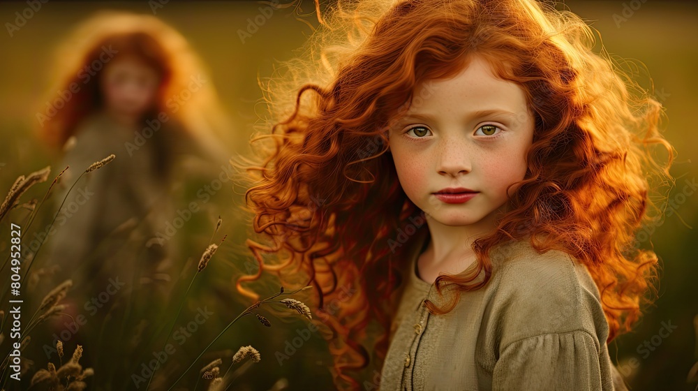 Vibrant Redhead Girl with Curly Hair in Nature Vibrant Redhead Girl with Curly Hair in Nature