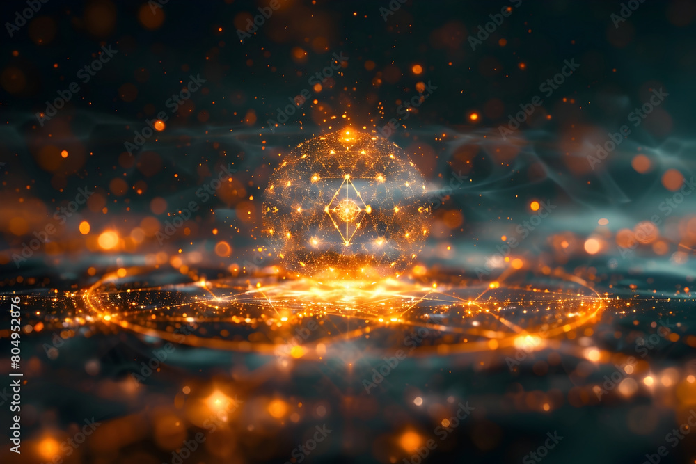 Naklejka premium Illuminating Sacred Geometry:A Transcendent 3D Meditation Experience