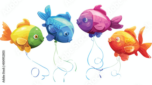 Fish animal balloon over white Vector stylee vector design