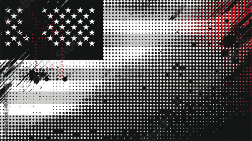 Flag united states of america in flagpole and black style photo