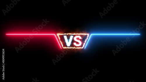 VS versus bars neon animated versus vs bars neon blue and red multiplayer co op team with smoky black background 4k looping photo