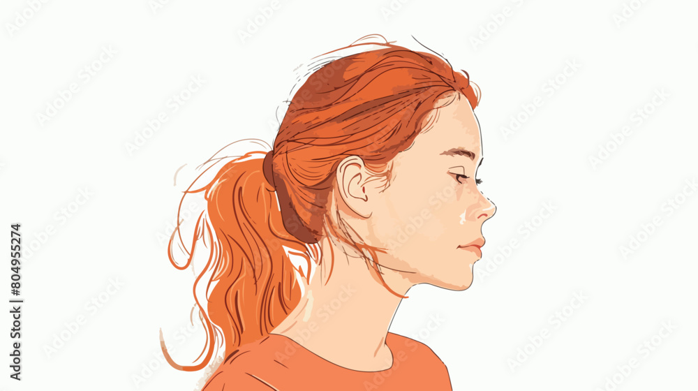 Young woman on white background Vector illustration.
