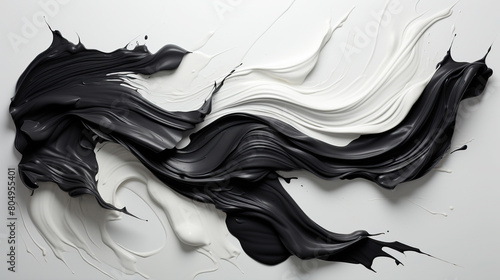 Knolling Strokes of High Quality Black Color Paint On The White Wall