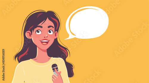 Young woman with speech bubble avatar character vector