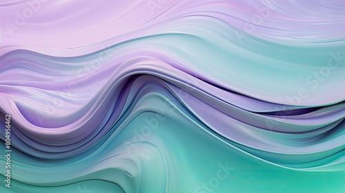 Subtle gradient layers of liquid textures forming gentle waves in shades of lilac and mint