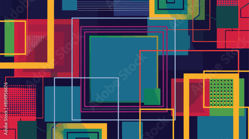 Geometric figures colors ninetys patterns square fram photo