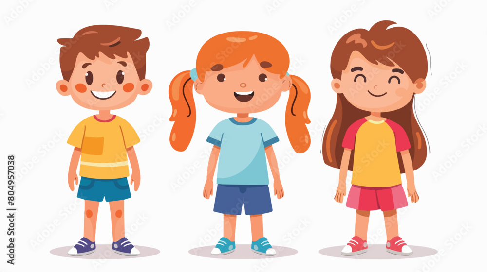 Girl and boys cartoons design Kids friendship childhood