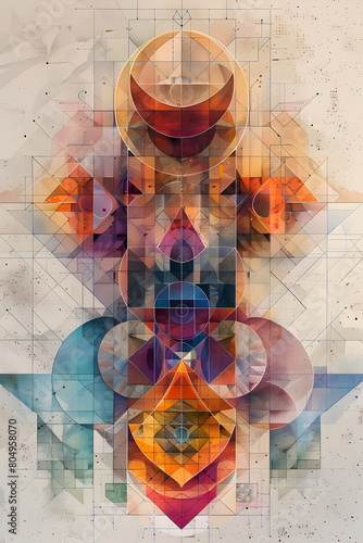 Unlocking the Universal Truths Hidden within Sacred Geometric Patterns through Hyper-Detailed Watercolor Renderings photo