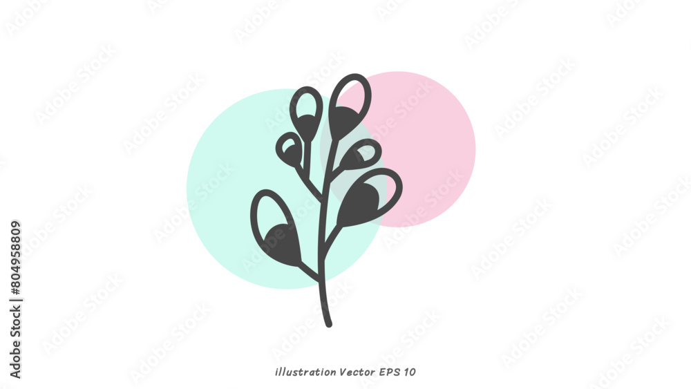 Fototapeta premium Minimalist handwritten flower leaf set isolated on white background ,Vector illustration EPS 10