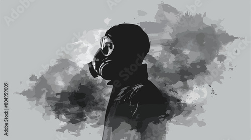 Gray scale silhouette with dust mask Vector stylee vector